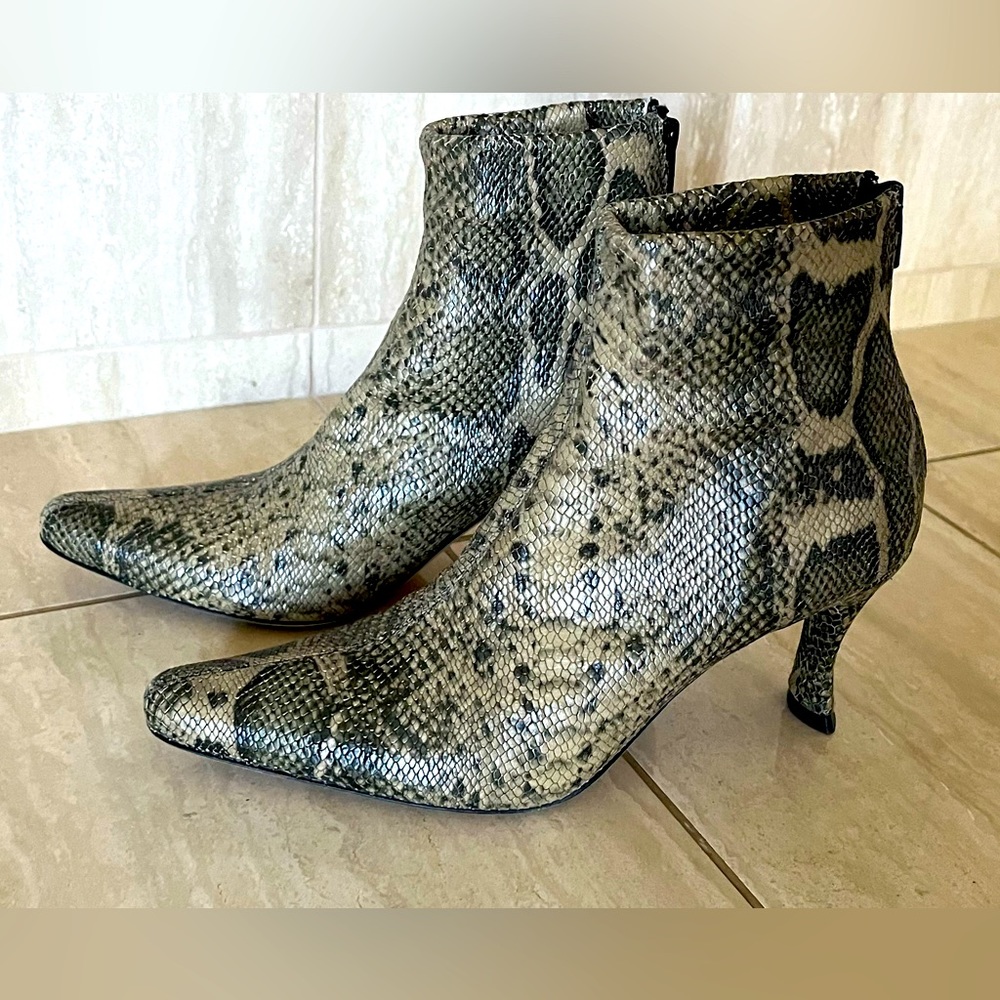 By Far Stevie Booties in Snake Printed Leather
